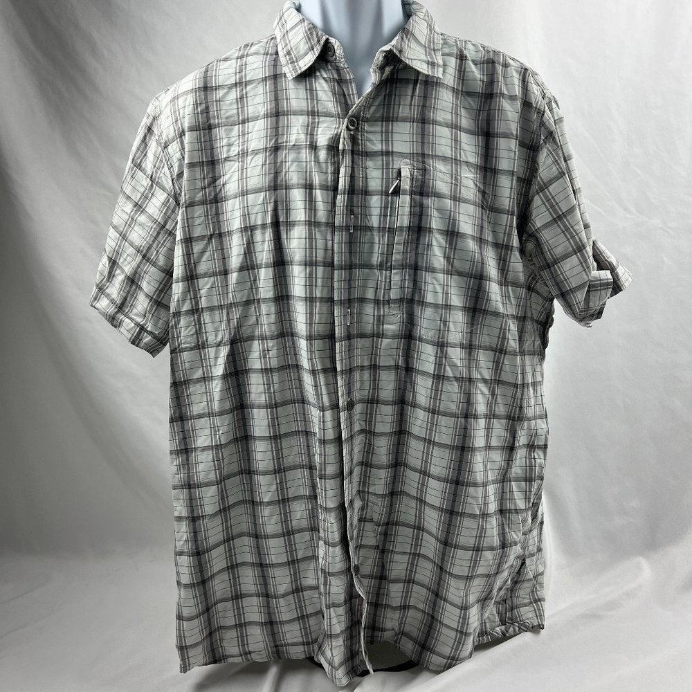 North Face Men's Button Down Shirt Size XL White Nylon Short Sleeve